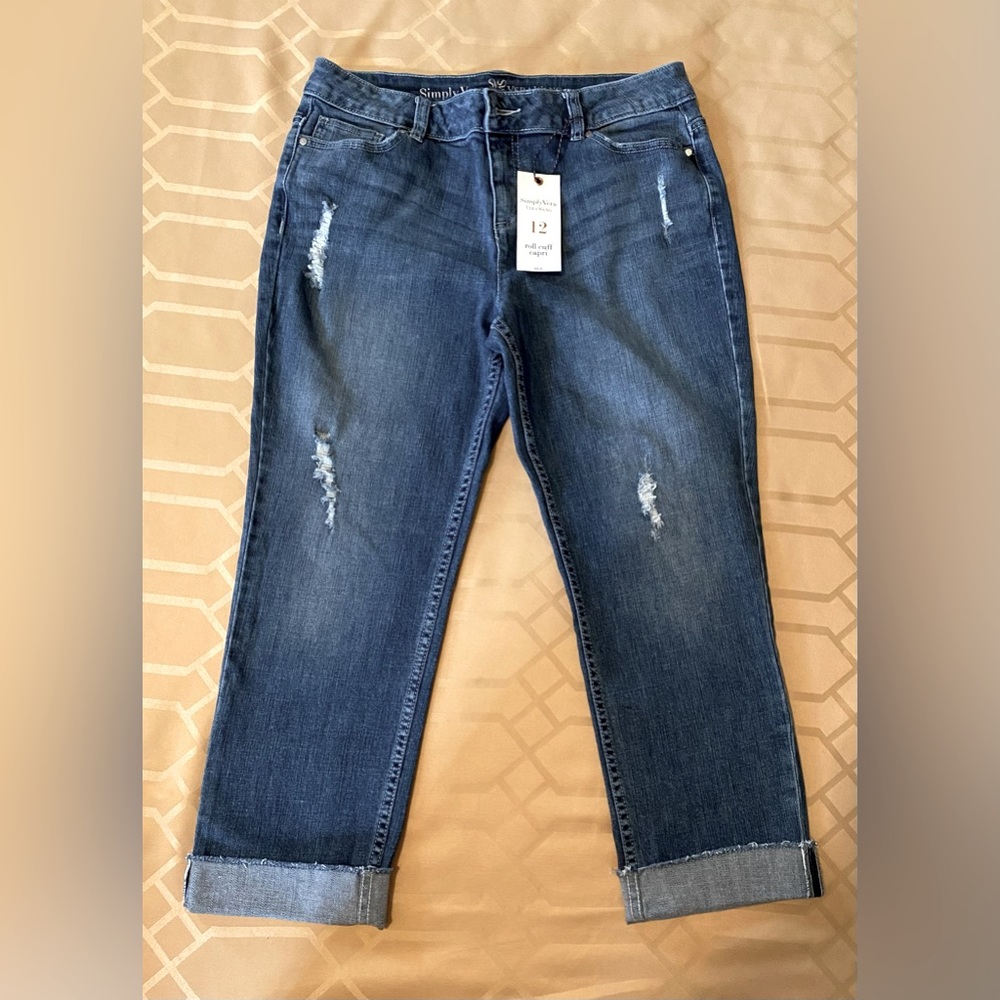 Simply Vera Vera Wang Denim Roll Cuff Capri Pants